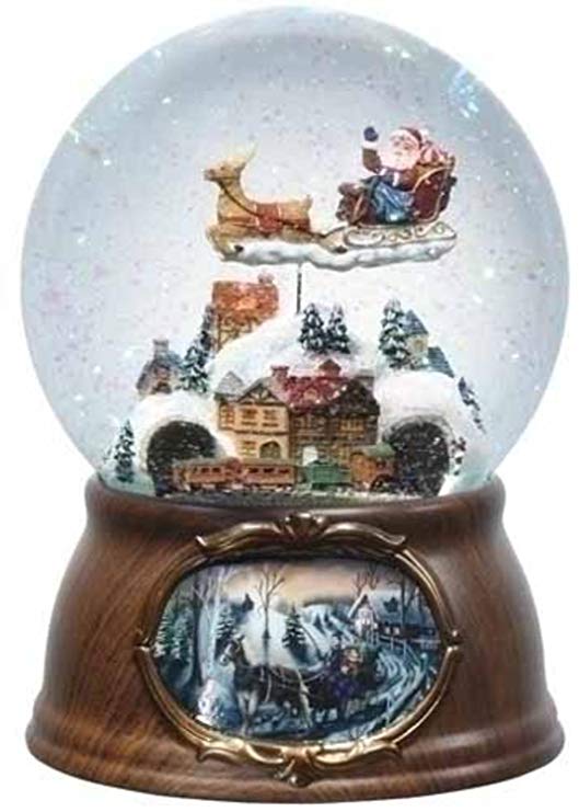 7" Clear and Brown Santa Claus Musical Rotating Christmas Snow Globe