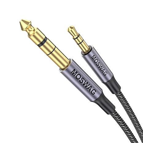 MOSWAG 3.5mm to 6.35mm TRS Stereo Audio Cable 6.6FT/2Meter,6.35 1/4" Male to 3.5 1/8" Male Aux Jack for iPod,Laptop,Home Theater Devices,Amplifiers and More