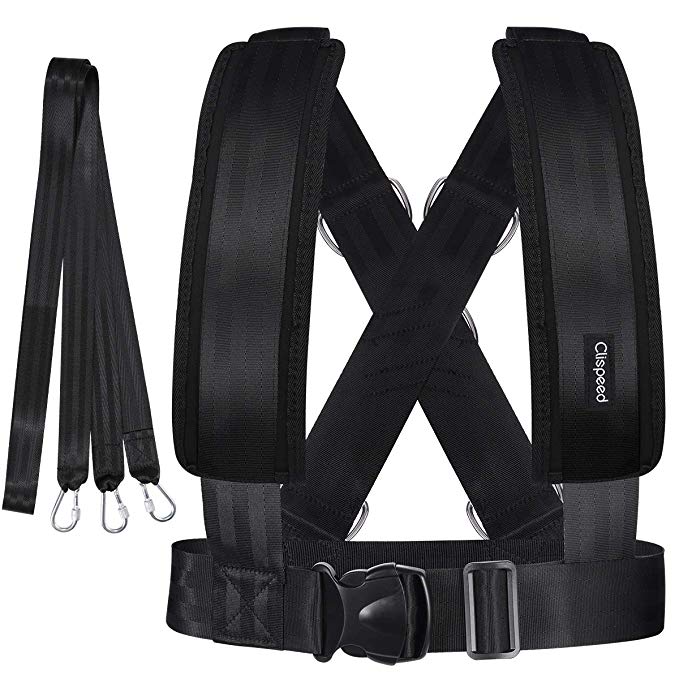 Clispeed Fitness Sled Harness Workout Speed Trainer with Pull Strap for Resistance Training