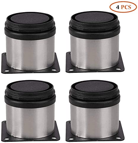 Pack of 4 Furniture Cabinet Adjustable Stainless Steel Round Kitchen Feet，Furniture Leg for DIY Furniture, Sofa Table Cabinets Shelves 50 x 50mm