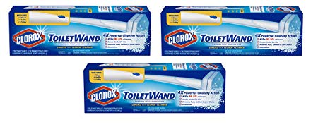 Toilet Bowl Cleaner, Disinfecting Toilet Cleaner Starter Kit. - (Starter Kit of 6 Disinfecting ToiletWand Refill Heads, 01 ToiletWand and 01 Storage Caddy per Pack) - (1 Box - 3 Packs)