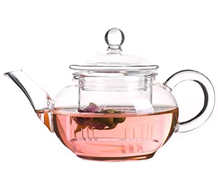 Vivoice Ultra 8.5oz(One Cup) Clear Heat Resistant Glass Teapot Infuser with 250 ml Glass Filter