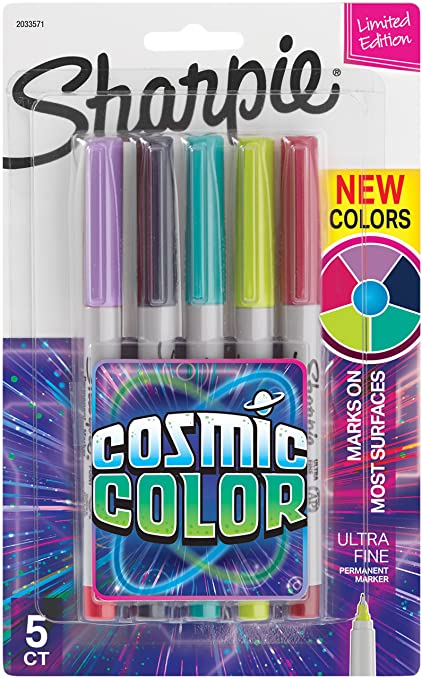 Sharpie Permanent Markers, Ultra Fine Point, Cosmic Color, Limited Edition, 5 Count