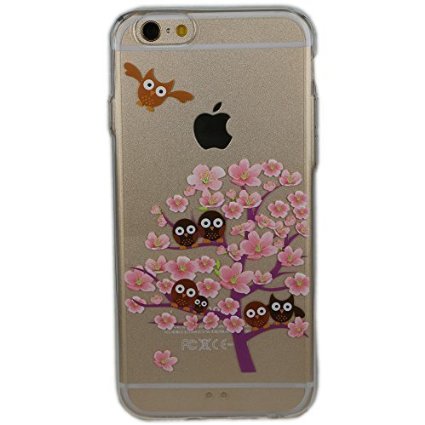 iPhone 66S Case SwiftBox Cute Cartoon Case for iPhone 6S 6  Tempered Glass Screen Protector Owl and Pink Tree