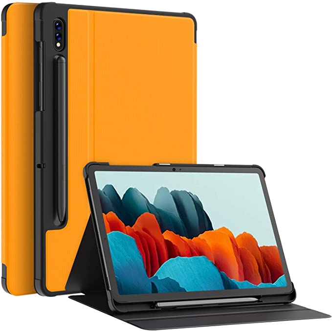 Soke New Samsung Tab S7 11 inch Case 2020-Premium Shock Proof Stand Folio Case, Multi- Viewing Angles, Hard TPU Back Cover for Samsung Galaxy Tab S7 11 inch Tablet [SM-T870/T875/T878], Citrus