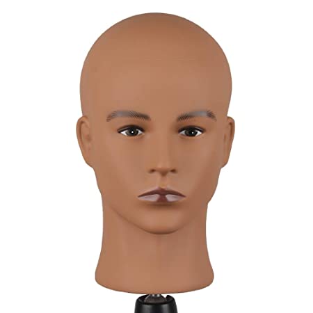 HAIR WAY Bald Mannequin Head Male Professional Cosmetology for Wig Making and Display, Hat, Helmet, Glasses or Masks Display Head Model