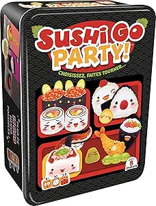 Asmodee - Sushi Go Party - Jeu d'Ambiance pour Adultes et Enfants dès 8 Ans - Devenez Sushi Master - Jeu de Cartes - Boite Métal Voyage - De 2 à 8 Joueurs - 30 Min - Version Française