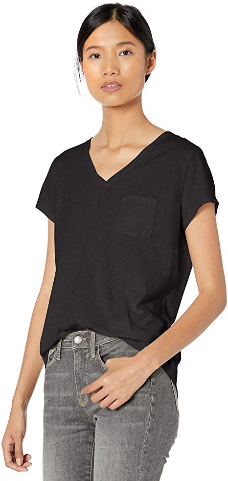 Amazon Brand - Goodthreads Women's  Washed Jersey Cotton Pocket V-Neck T-Shirt