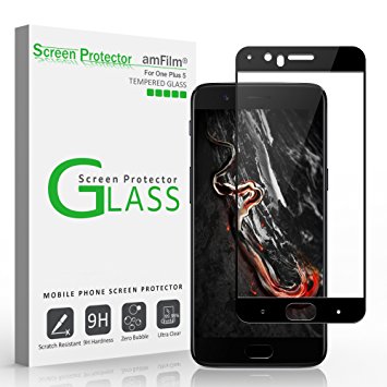 OnePlus 5 Screen Protector Glass (Case Friendly)(Updated Version), amFilm Bye-Bye-Bubble OnePlus Five Tempered Glass Screen Protector 2017