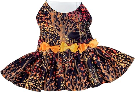 Fall Leaves Harness Dress with Matching Leash (Medium)