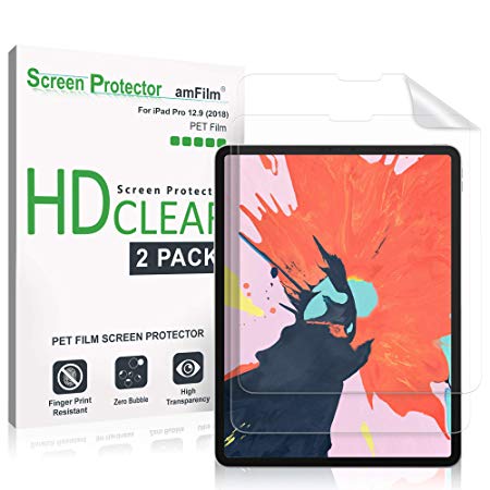 amFilm iPad Pro 12.9 inch (2018) Screen Protector Flexible Responsive Film (2-Pack), Flex Film Screen Protector, Face ID Compatible, Highly Responsive iPad Pro 12.9" PET Film Screen Protector 2 Pack