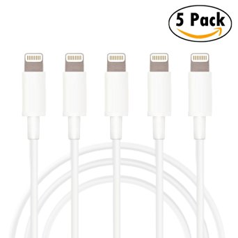 Charging Cables by JSD TM - 3 Feet USB to 8 pin charger for iPhone 5, 6, iPad Air, Mini, 4th Gen, iPod Touch 5th Gen. Lightning Cable. Data Sync and Charging Cable Charger. IOS 8, 9  (5 Pack)
