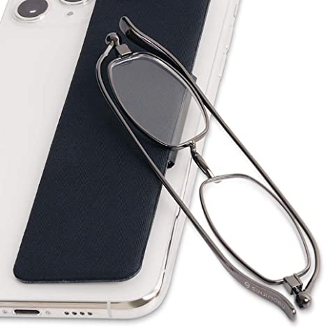 Sinjimoru Folding Reading Glasses in Mobile Phone Wallet, Thin Optics Smart Glasses Case for Back of iPhone. Glazip