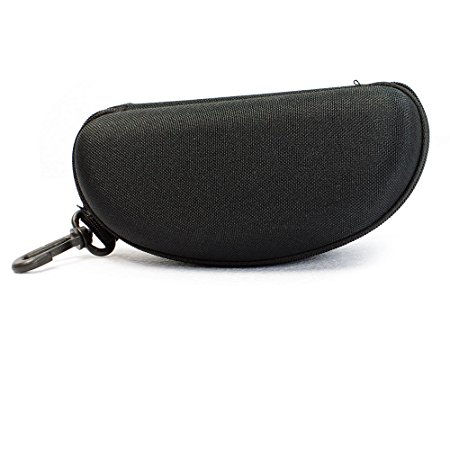 Olymstore(TM) Portable Oval Shape Zippered Closure Eye Glasses Sunglasses Hard Case Box Holder with Carabiner Hook Clip for Outdoor Traveling Use