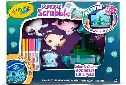 Crayola Scribble Scrubbie Glow Lagoon Pets, Sea Animal Toys, Gifts for for Boys & Girls, 3