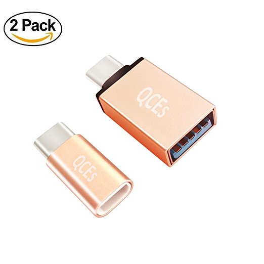 USB C Adapter, QCEs USB C to USB 3.0 Adapter and Micro USB to USB C Adapter 2Pack with OTG Fast Charger for Samsung Galaxy S8 Plus Note 8 MacBook Pro LG V20 G6 G5 Google Pixel 2 XL Nexus 6P 5X HTC 10