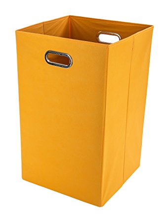 Modern Littles Folding Laundry Basket with Handles – High-Strength Polymer Construction – Folds for Easy Storage and Transportation – 13.75 Inches x 13.75 Inches x 22.75 Inches – Orange