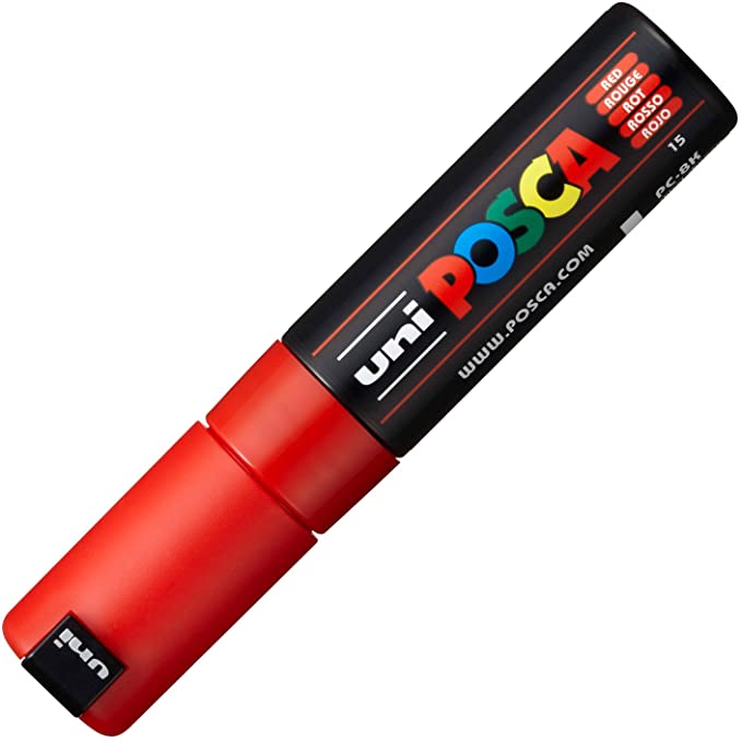 Posca PX148890000 Acrylic Paint Marker, Broad Chisel, Red