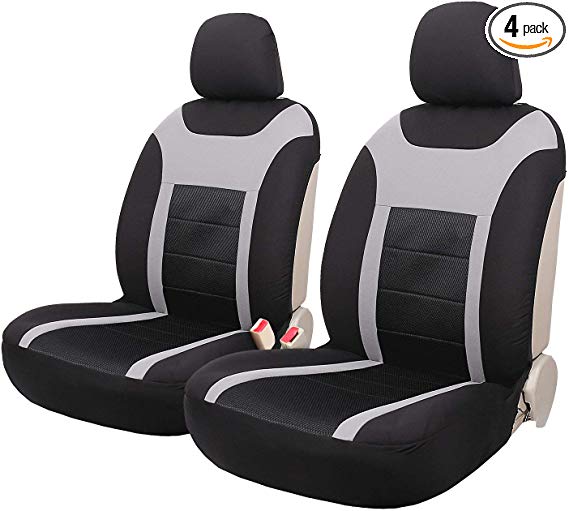Leader Accessories Super Speed Cloth Fabric Front Seat Covers Set of 2 Universal for Cars Trucks SUVs with 2 Headrest Cover