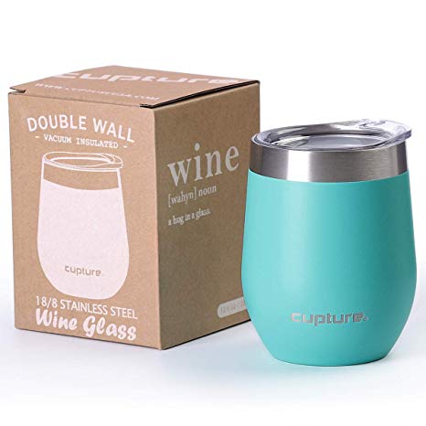 Cupture dsw12-1t stemless vacuum insulated wine glasses 12 oz Bright Teal