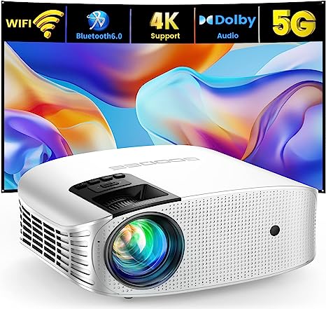 Mini Projector - GooDee 4K Supported 15000 Lux 5G WiFi Native 1080P Video Projector,Bluetooth Portable Home Cinema Theater Movie 4P/4D with Dolby Audio, Compatible with TV Stick/laptop/iPhone