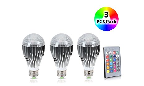 GPCT LED 9W Color Changing Bulb with 64 Levels of Brightness/Color Combinations and 5 Lighting Modes - 3 Pack