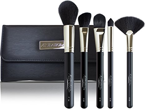 Aesthetica Pro Series 5-Piece Contouring and Highlighting Makeup Brush Set - Includes Large Powder, Foundation, Angled, Deluxe Fan & Precision Concealer Makeup Brushes - 100% Vegan & Cruelty Free