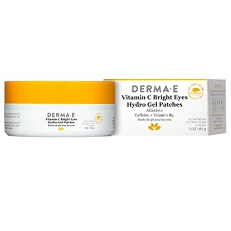 DERMA E Vitamin C Bright Eyes Hydro Gel Patches Instantly Transform Dark Circles, Puffy, Dry, Eyes into Well-Rested 2-Packs