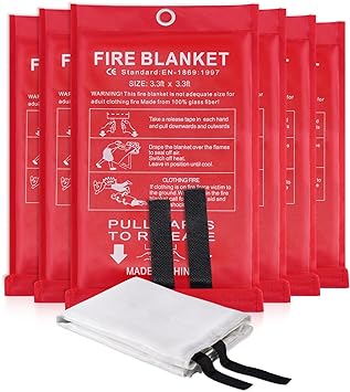 Fire Blanket Emergency for Home Kitchen - LUXJET 6 Pack Fiberglass Suppression Fire Blanket, Survival Gear for Camping, Kitchen, Boat, Car & Office, Amusement Building
