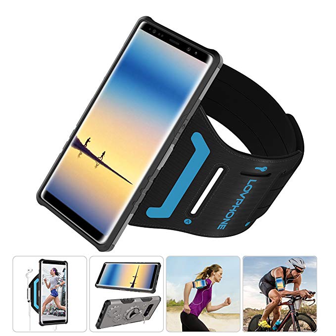LOVPHONE Samsung Galaxy Note 8 Armband & Armour Case Set Multifunctional Sport Running Armband   Premium Protective Case with Kickstand for Galaxy Note 8,Soft Elastic Strap with Key Holder