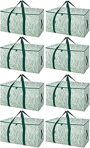 BALEINE 8-Pack Oversized Moving Bags with Reinforced Handles, Heavy-Duty Storage Tote for Clothes, Moving Supplies (Antique Folidage, 8-Pack)