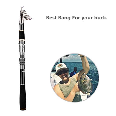 PLUSINNO Telescopic Fishing Rod Pole Spinning Fishing Rod Carbon Fiber Travel Rod for Saltwater Freshwater Rods