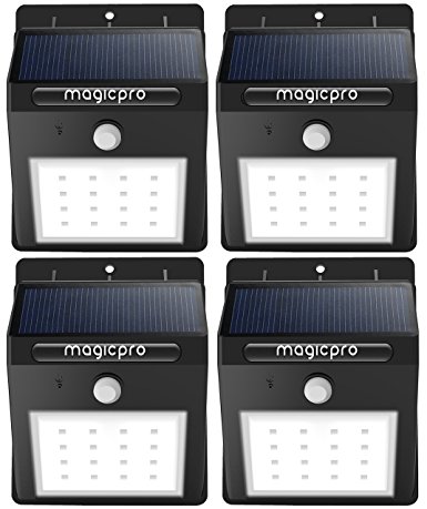 Solar Lights, MagicPro 16 LED Wireless Solar Lights Waterproof Motion Sensor Outdoor Light for for Patio, Deck, Yard, Garden with Motion Activated Auto On/Off (4-Pack)