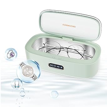 Jewelry Cleaner, Ultrasonic Cleaning Machine,300ml ultrasonic Cleaner with 4 time Settings 45Khz Stainless Steel Household ultrasonic Cleaning Machine for Eyeglass Watches Jewelry dentures