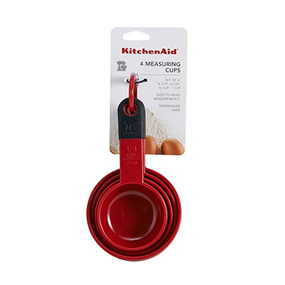 KitchenAid KE058OHERA Classic Measuring Cups, Set of 4, Red/Black