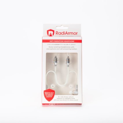 Anti-Radiation Air Tube Headphones by RadiArmor - Blocks EMF for radiation free comfort (White)