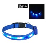 USB Rechargeable LED Pet Dog Collar w 3 Variable Light Speeds by MyGift
