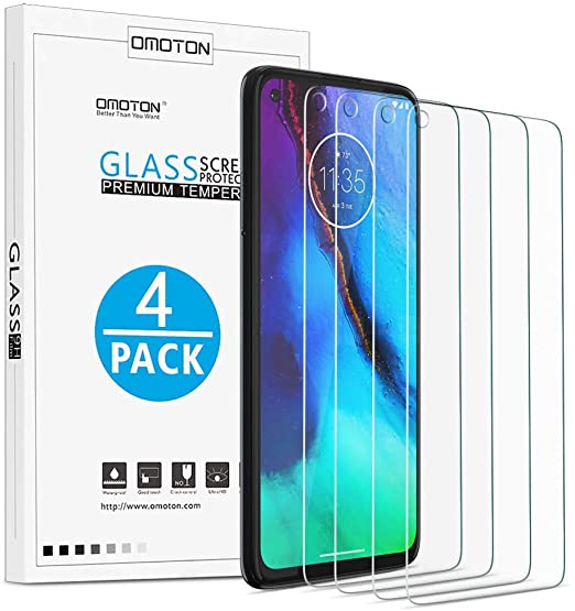 [4 Pack] Moto G Stylus Screen Protector - OMOTON Tempered Glass Screen Protector for Motorola Moto G Stylus, 6.4 Inch [High Definition] [Case Friendly] [Bubble Free], Not Full Coverage