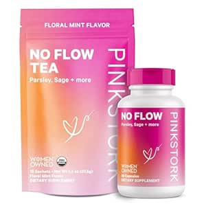 Pink Stork No Flow Bundle: Stop Lactating Products, No More Lactating Products, Postpartum Essentials, No Flow Supplement   No Flow Tea, 2 Products