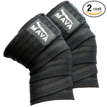 Mava Sports Knee Wraps (Pair) for Cross Training WODs,Gym Workout,Weightlifting,Fitness & Powerlifting - Best Knee Straps for Squats - For Men & Women- 72"-Compression & Elastic Support