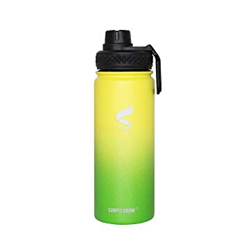 SIMPLE DRINK Insulated Stainless Steel Water Bottle,Double-Wall Hydration Flask with Spout Lid,18oz,30oz, 100% Leak Proof