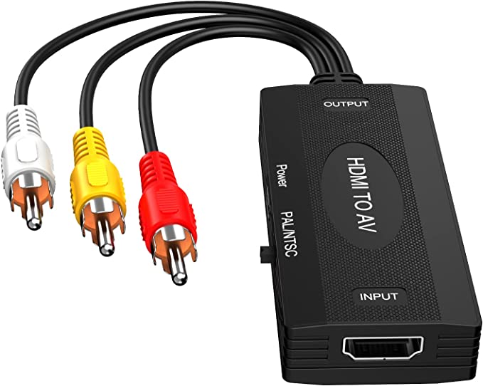 HDMI to RCA, HDMI to AV Converter, Supports PAL/NTSC for TV Stick, Roku, Apple TV, DVD,Blue-ray Player