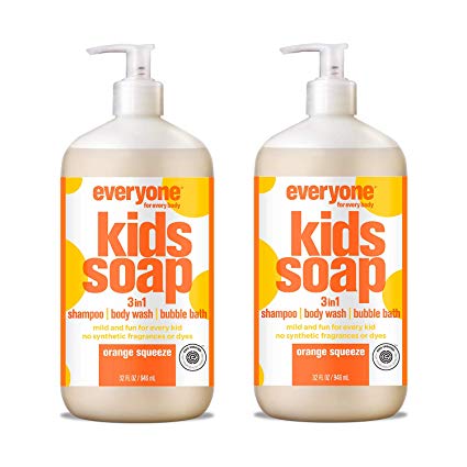 Everyone 3-in-1 Kids Soap - Shampoo, Body Wash, & Bubble Bath - Orange Squeeze, 32 Oz, 2Count