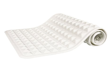 Premium Non-Toxic TPE Textured Tub Mat with Suction Cups, 16 x 32 in. long - White