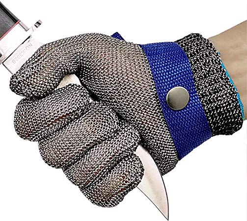 Cut Resistant Gloves Stainless Steel Wire Metal Mesh Butcher Safety Work Gloves for Cutting, Slicing Chopping and Peeling (Extra Large)