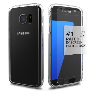 Galaxy S7 Case, (Clear) SaharaCase® Protective Kit   [ZeroDamage® Tempered Glass Screen Protector] Shock-Absorbing Reinforced Bumper, Crystal Clear Scratch-Resistant Triple Hardened Back