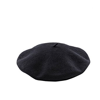 Vintage Plain Hat French Style Wool Unisex Cap For Winter Autumn Fancy Dress Accessory Black