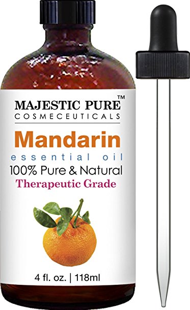 Majestic Pure Mandarin Essential Oil, 100% Pure and Natural Therapeutic Grade, 4 Fluid Ounce