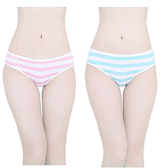Hot Cute Japanese Style Blue&pink Stripe Panties Bikini Cosplay Cotton Underwear