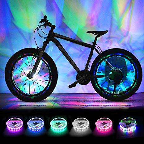 Rechargeable Bike Wheel Lights, LED Bike Spoke Lights Cycling Wheel Safety Light, Cool Bicycle Tire Spoke Decoration, USB Charge, Ultra Bright, Waterproof, Gifts for Boys Girls Adults, 1 Tire Pack